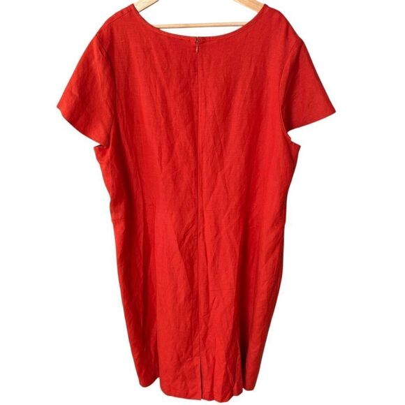 Ashley Stewart Plus Size 24 Reddish Orange Linen Cutout Knee Length Party Dress - Picture 3 of 5